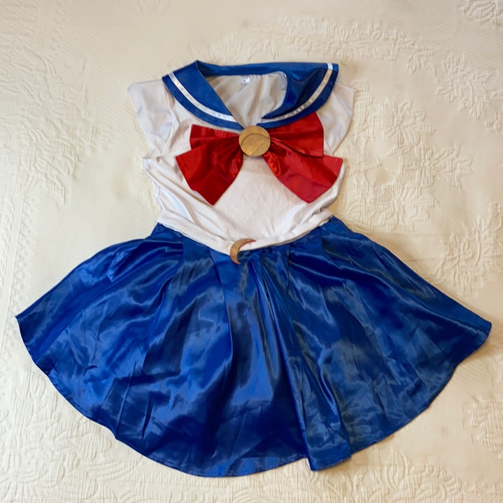 Sailor Moon dress costume, cosplay, blue & white & red, M
